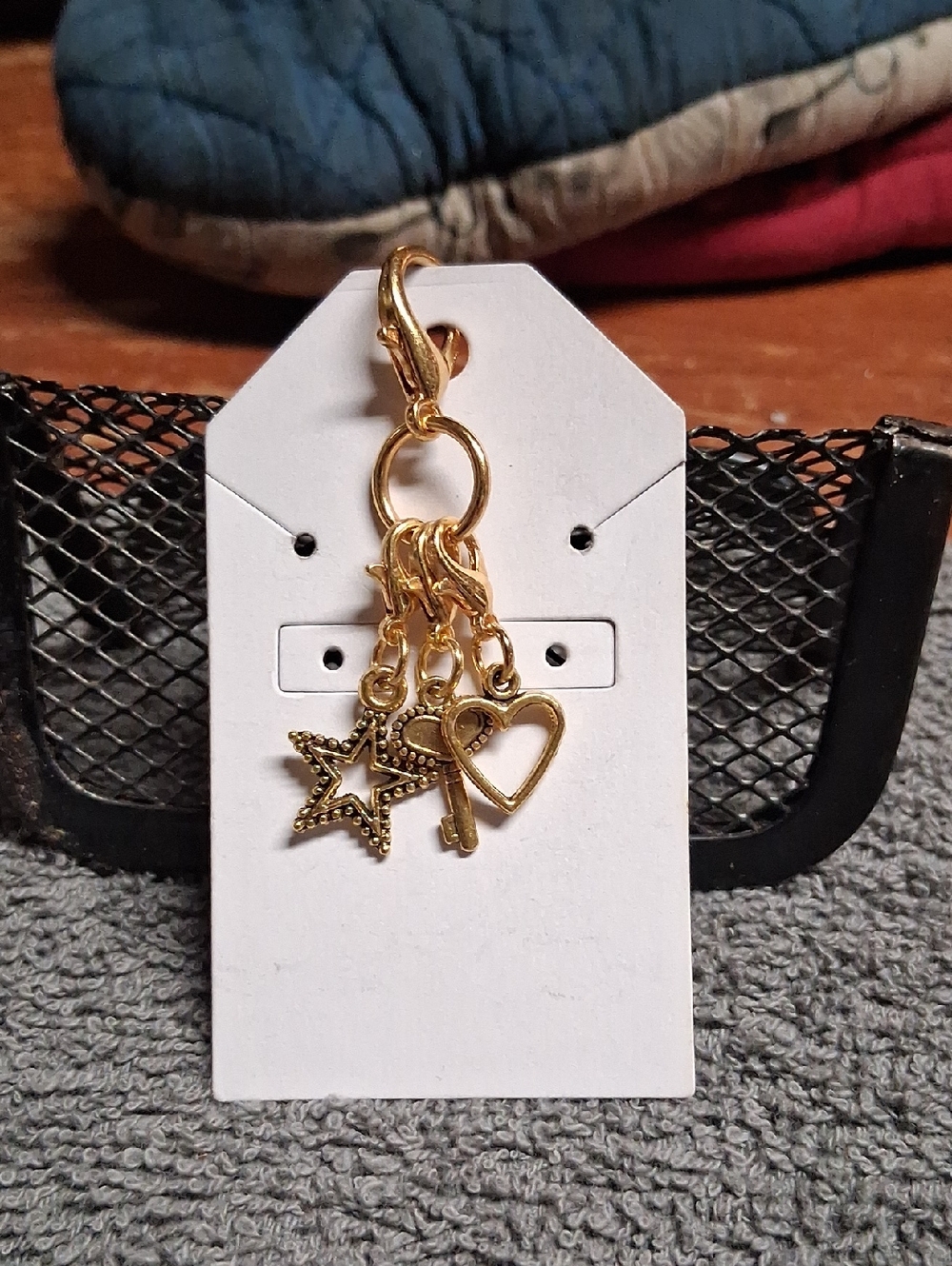 Gold Star, Key & Heart Keycharm
